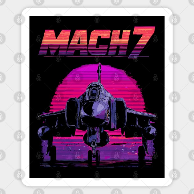 Mach 7 Fighter Jet in Neon Sky Sticker by TuncGK